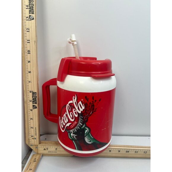 Vintage Coca-Cola Classic Drink Container with Straw Handle Retro Collectible - Picture 2 of 3